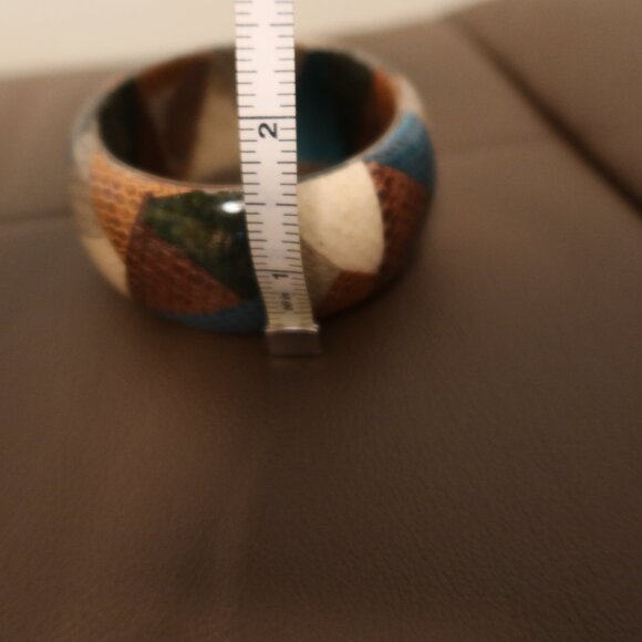 $450 ETRO cuff bangle bracelet multicolor teal, brown, grey, green, and cream - Picture 11 of 13